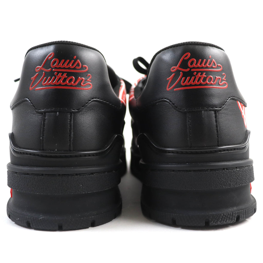 Pristine LOUIS VUITTON×NIGO sneakers Heart logo Black red leather mens 7.5