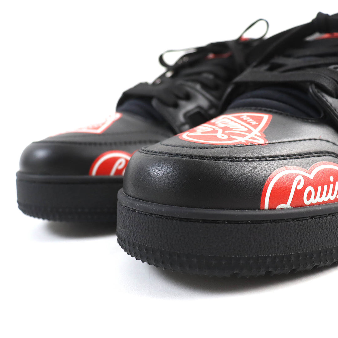 Pristine LOUIS VUITTON×NIGO sneakers Heart logo Black red leather mens 7.5