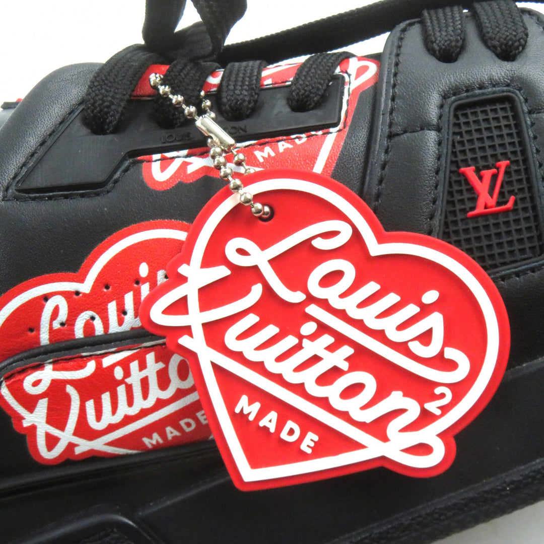 Pristine LOUIS VUITTON×NIGO sneakers Heart logo Black red leather mens 7.5