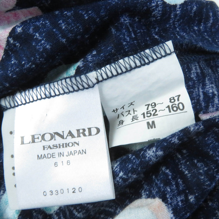 Great LEONARD FASHION one piece Logo and floral design short sleeves Navy cotton Women M 0330120