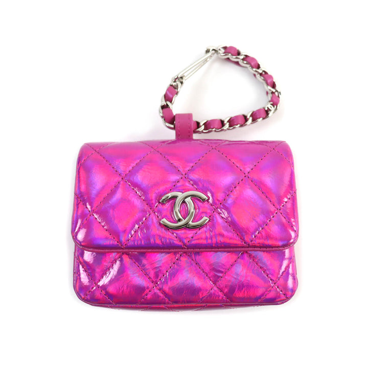 Excellent CHANEL Pouch Years Gift 2023 COCO MarkMetal with Matelasse Enamel Neon
