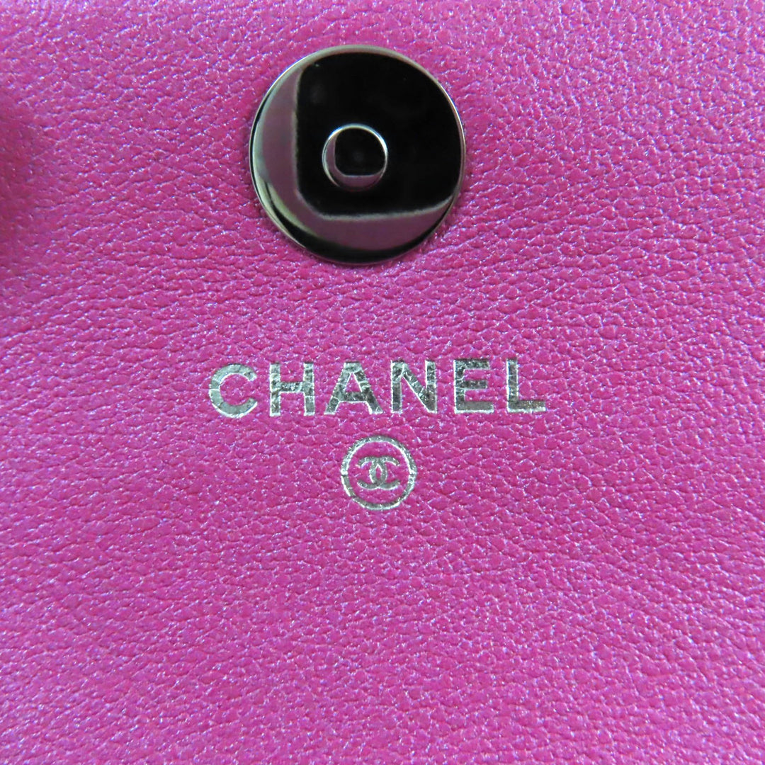 Excellent CHANEL Pouch Years Gift 2023 COCO MarkMetal with Matelasse Enamel Neon