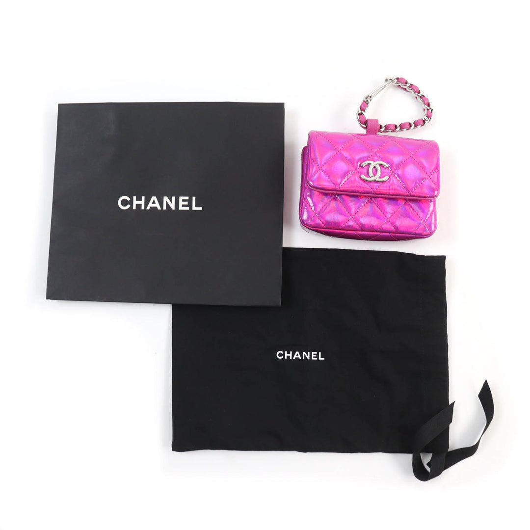 Excellent CHANEL Pouch Years Gift 2023 COCO MarkMetal with Matelasse Enamel Neon