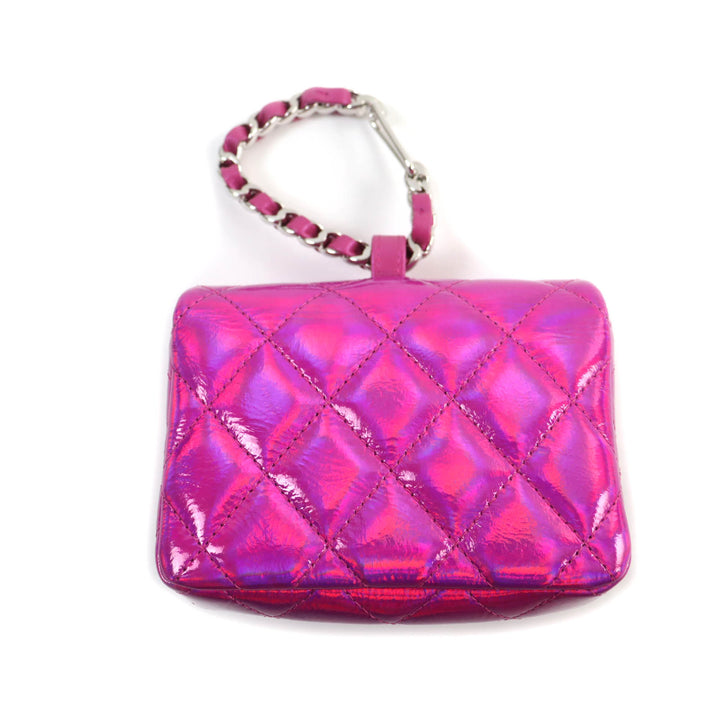 Excellent CHANEL Pouch Years Gift 2023 COCO MarkMetal with Matelasse Enamel Neon