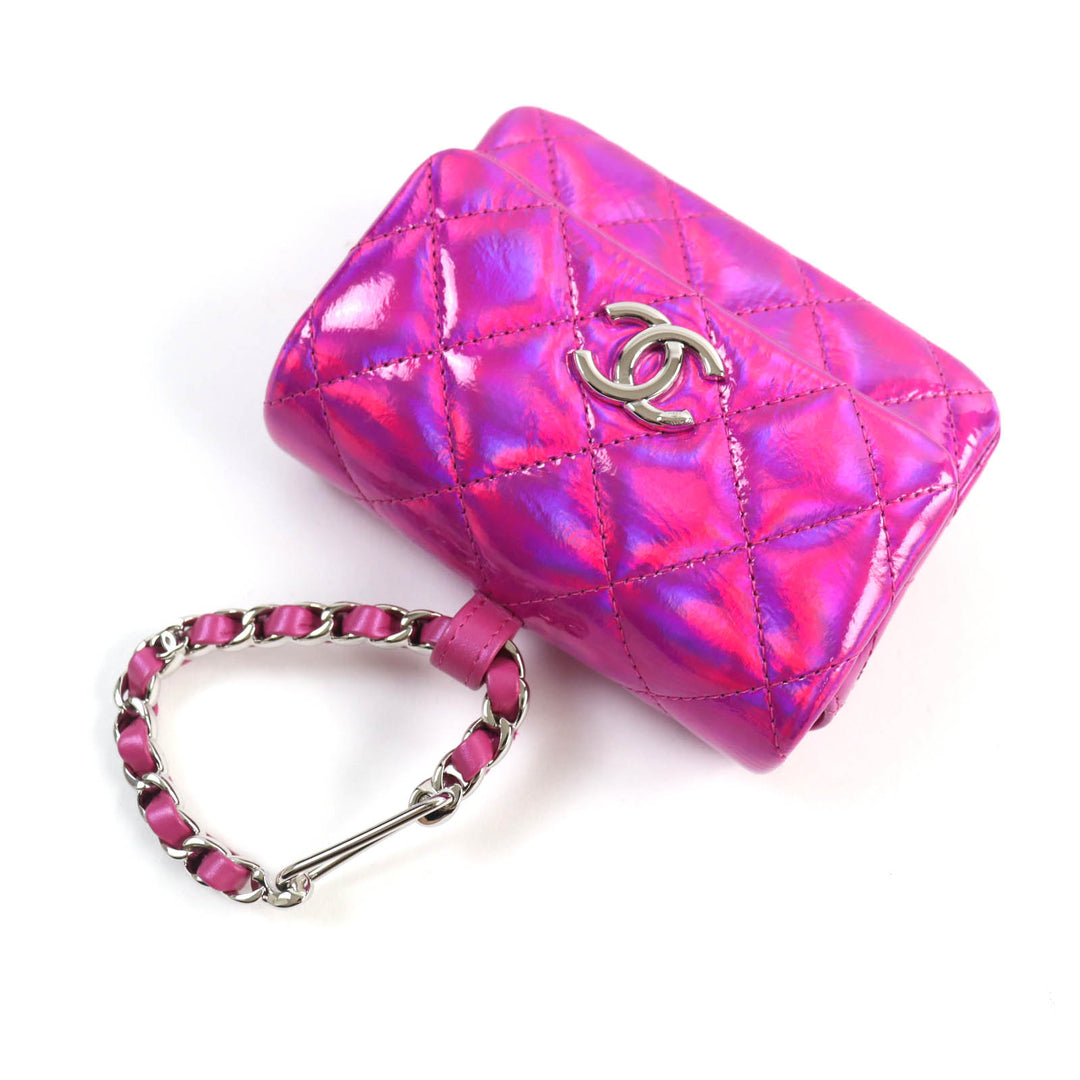 Excellent CHANEL Pouch Years Gift 2023 COCO MarkMetal with Matelasse Enamel Neon