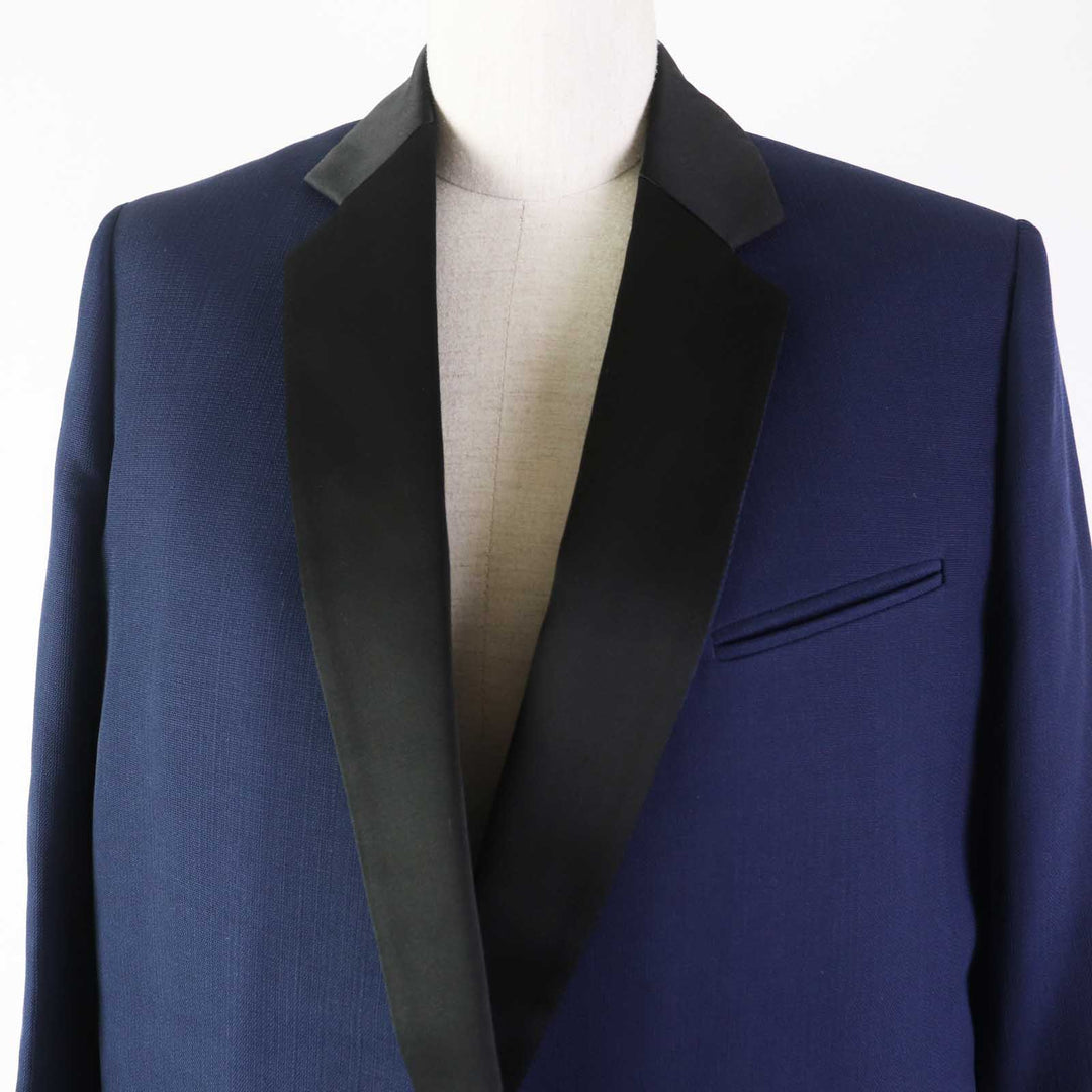 Great CELINE coat front open crombie coat Navy black wool Women 36
