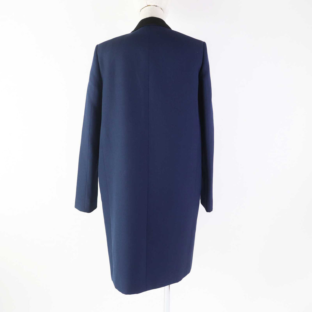 Great CELINE coat front open crombie coat Navy black wool Women 36