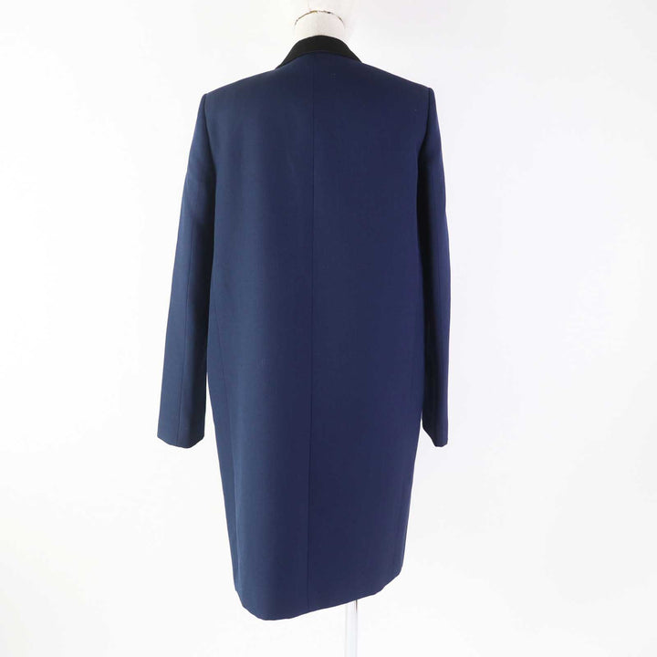 Great CELINE coat front open crombie coat Navy black wool Women 36