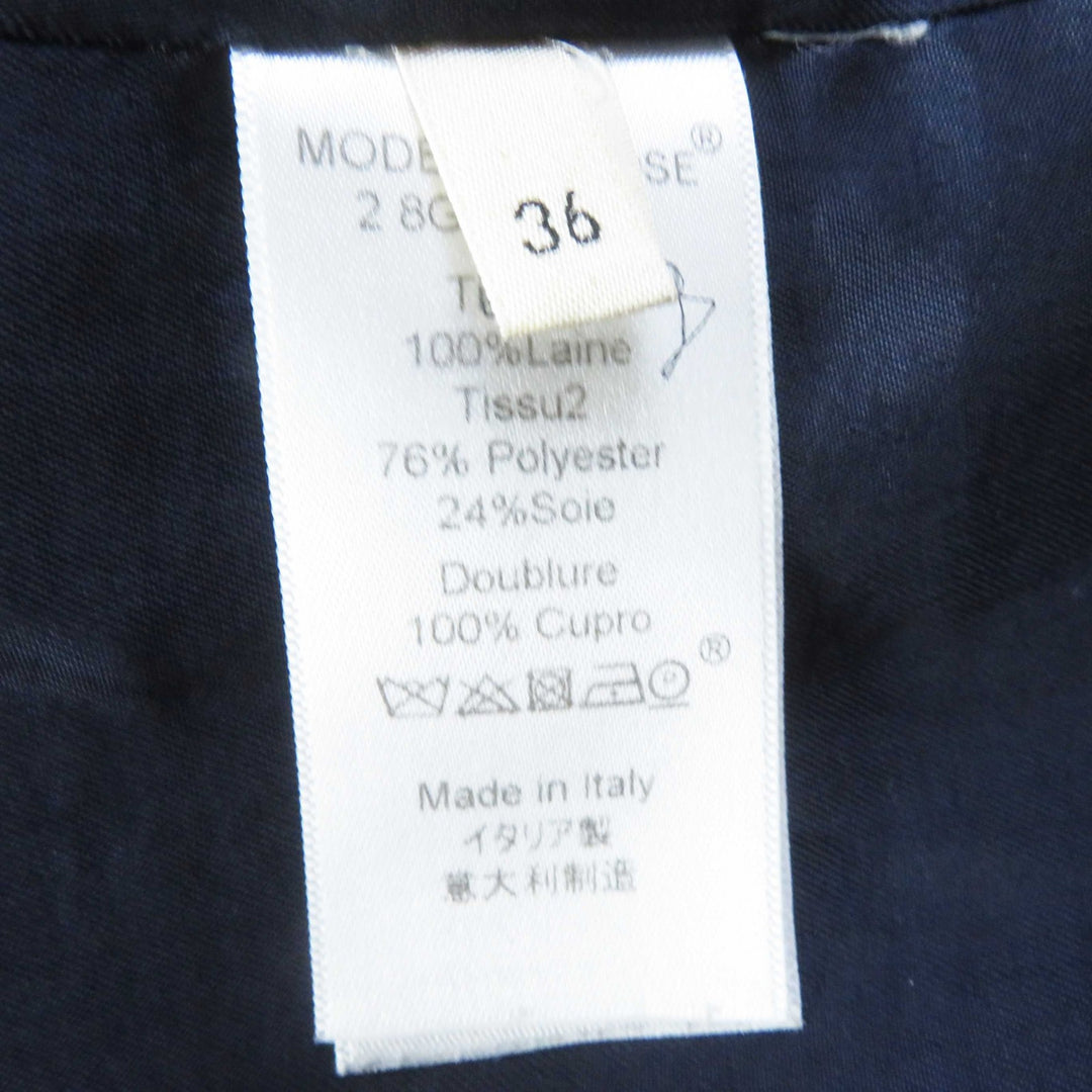 Great CELINE coat front open crombie coat Navy black wool Women 36
