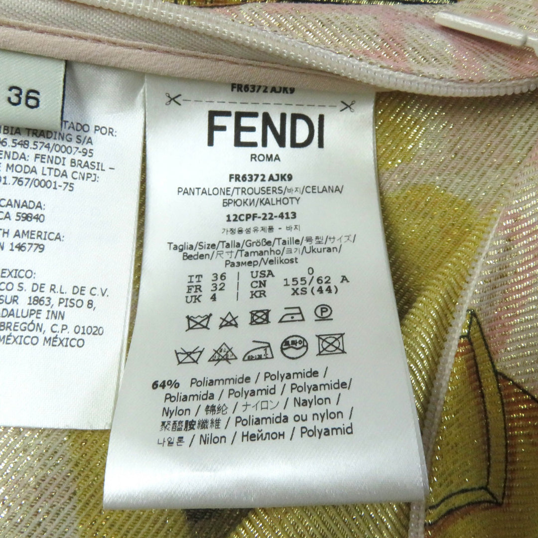 Pristine FENDACE Pants FF logo baroque leggings Multi Nylon Women 36 FR6372