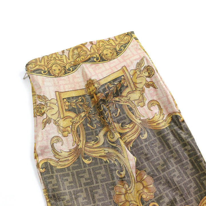 Pristine FENDACE Pants FF logo baroque leggings Multi Nylon Women 36 FR6372