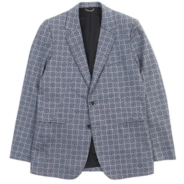 Excellent JOHN LAWRENCE SULLIVAN tailored jacket All-over pattern Single blue cotton mens 38