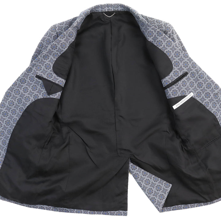 Excellent JOHN LAWRENCE SULLIVAN tailored jacket All-over pattern Single blue cotton mens 38
