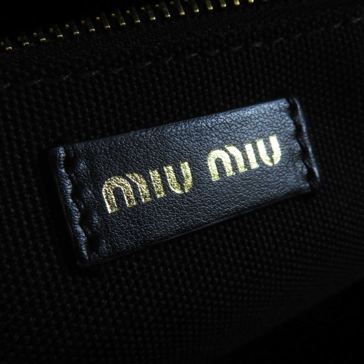 Excellent MIUMIU Leather Straw 2WAY Shoulder Basket Bag Natural black leather