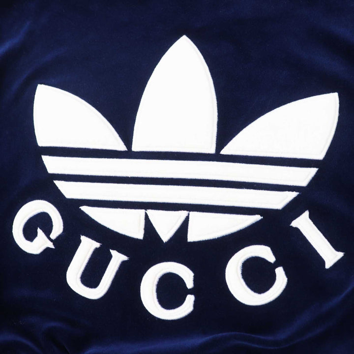 Pristine GUCCI×adidas one piece Trefoil embroidered chenille dress Navy Women S 695679