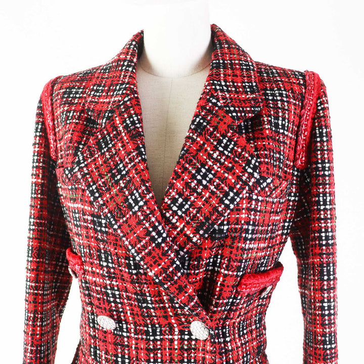CHANEL COCO Mark buttoned tweed jumpsuit Red black silk Women 34 20S P64165