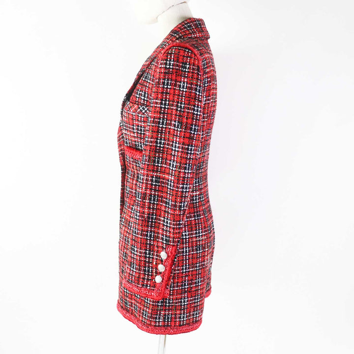 CHANEL COCO Mark buttoned tweed jumpsuit Red black silk Women 34 20S P64165