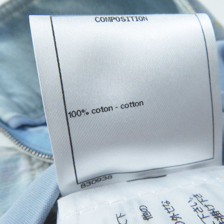 Excellent CHANEL skirt Stripe Pattern Cut-off Hem Denim Light blue cotton Women