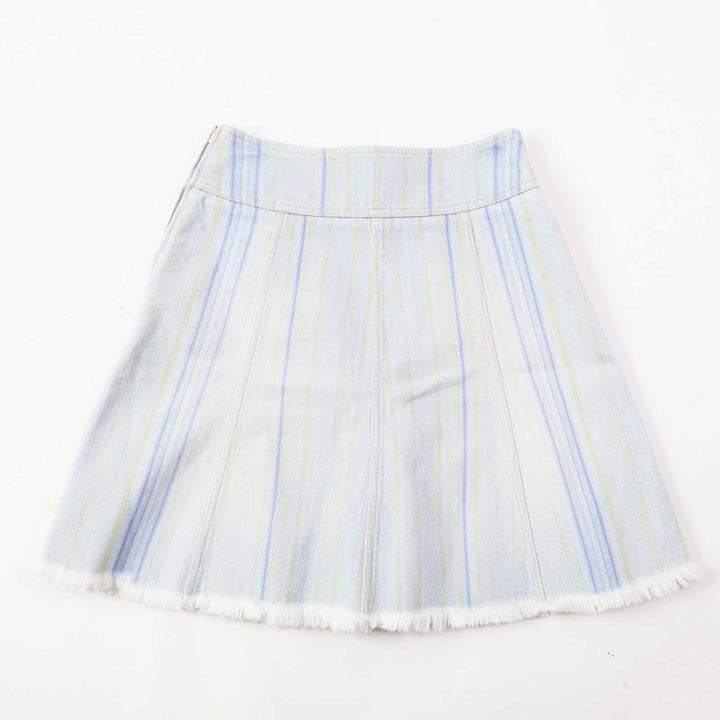Excellent CHANEL skirt Stripe Pattern Cut-off Hem Denim Light blue cotton Women