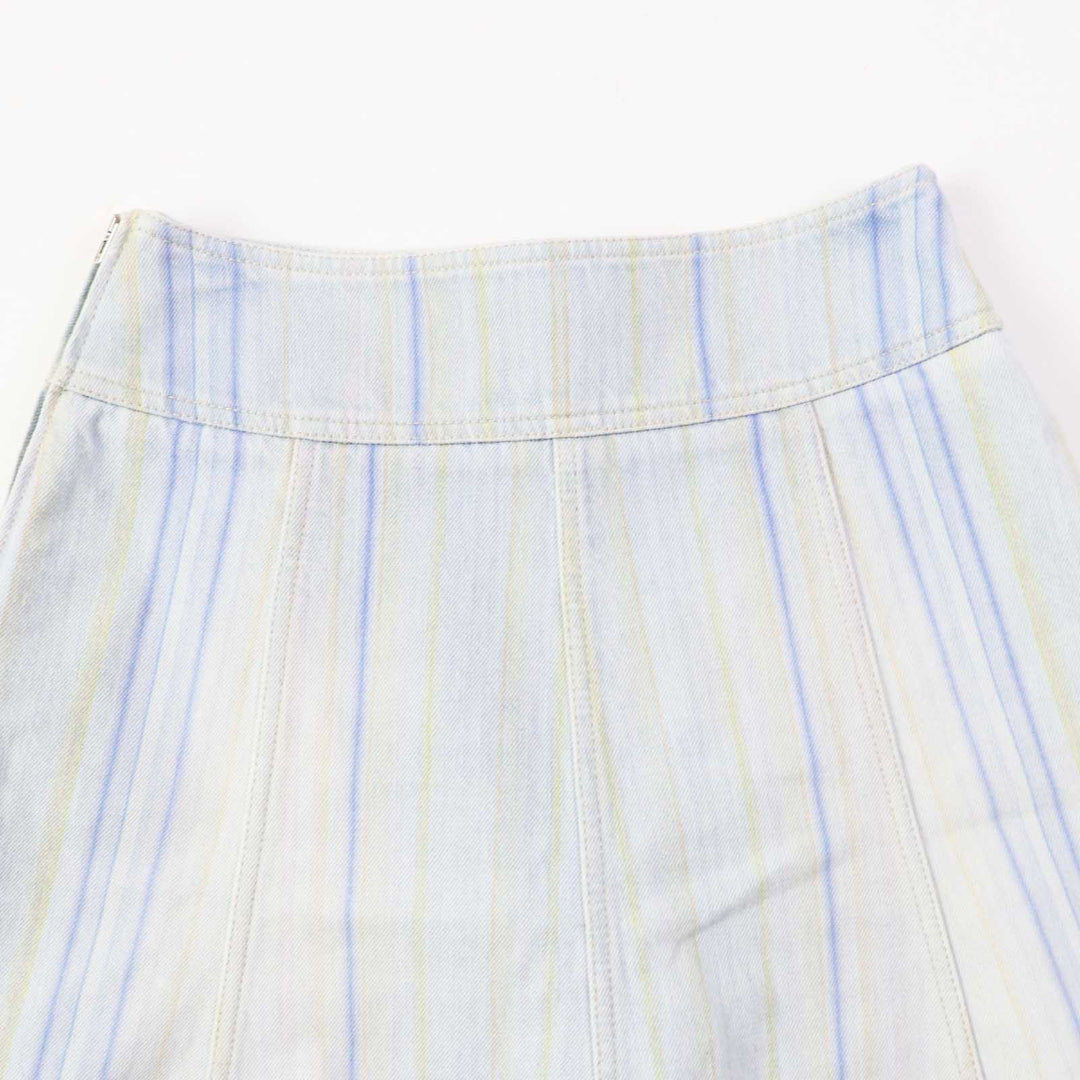 Excellent CHANEL skirt Stripe Pattern Cut-off Hem Denim Light blue cotton Women