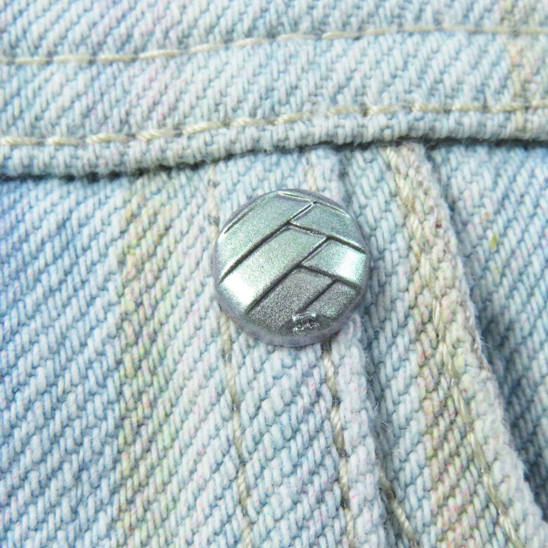Excellent CHANEL skirt Stripe Pattern Cut-off Hem Denim Light blue cotton Women