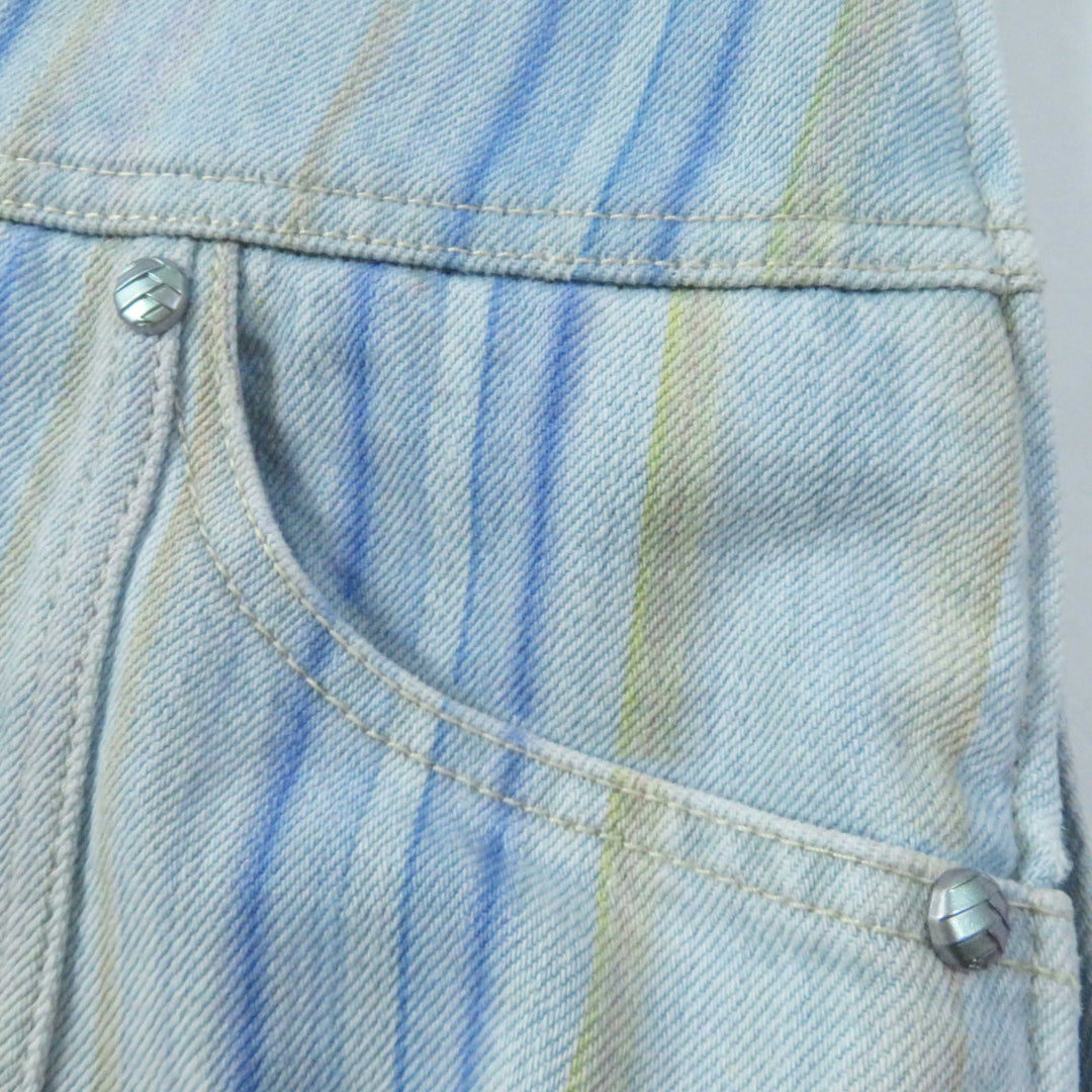 Excellent CHANEL skirt Stripe Pattern Cut-off Hem Denim Light blue cotton Women