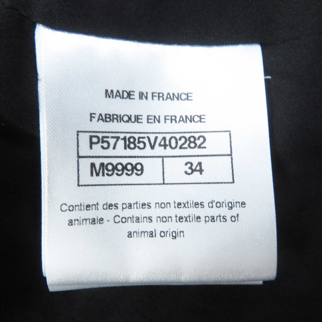 CHANEL Jacket Leather Sequin Checkered Tweed Black White Nylon Women 34 P57185