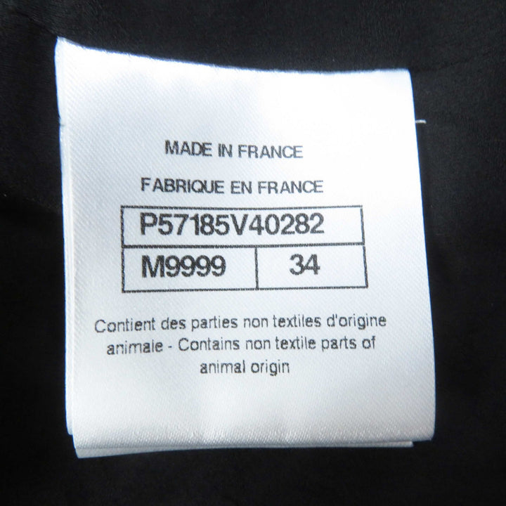 CHANEL Jacket Leather Sequin Checkered Tweed Black White Nylon Women 34 P57185