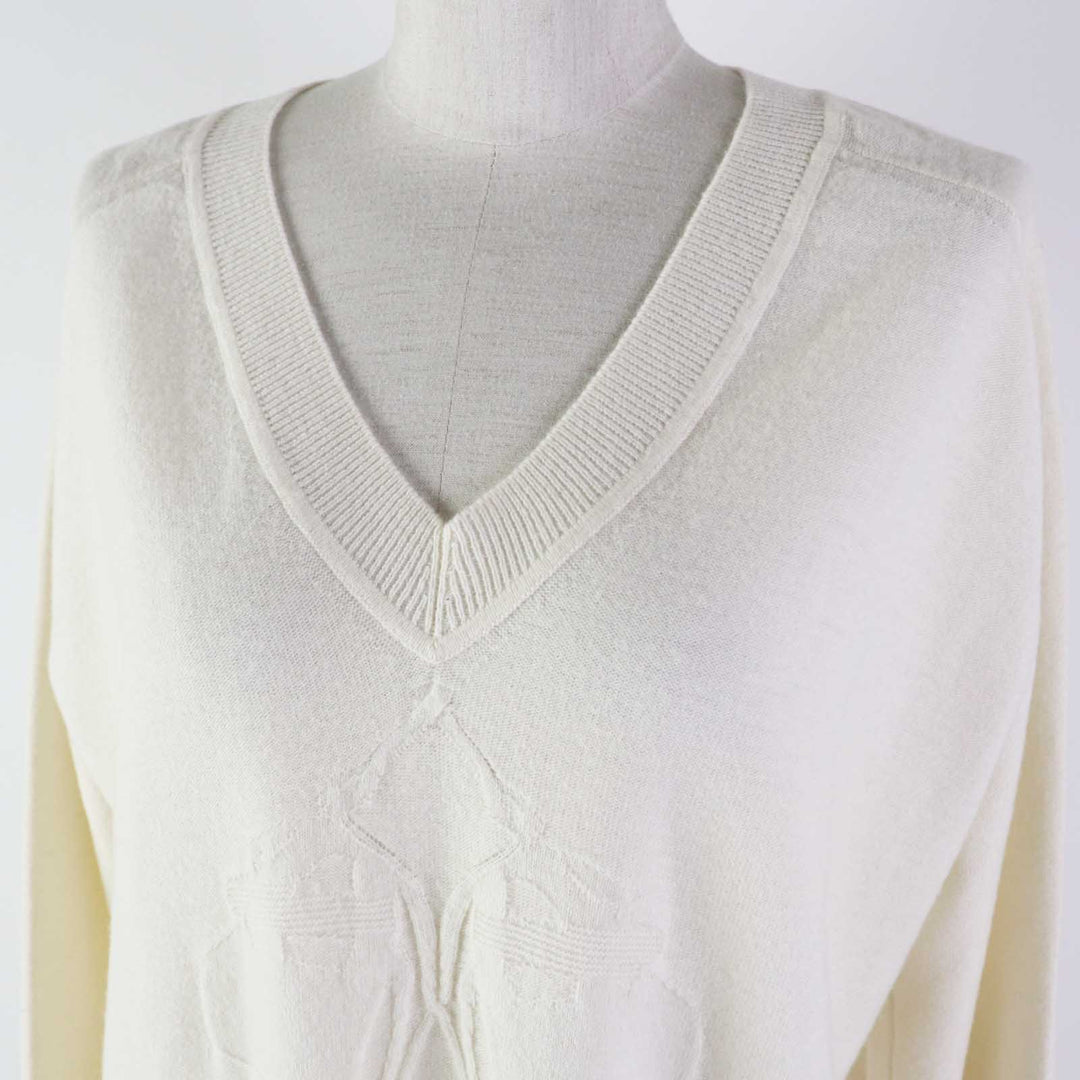Excellent HERMES one piece BRIDES de GALA Ceremony Bridle knit Ivory wool Women 36