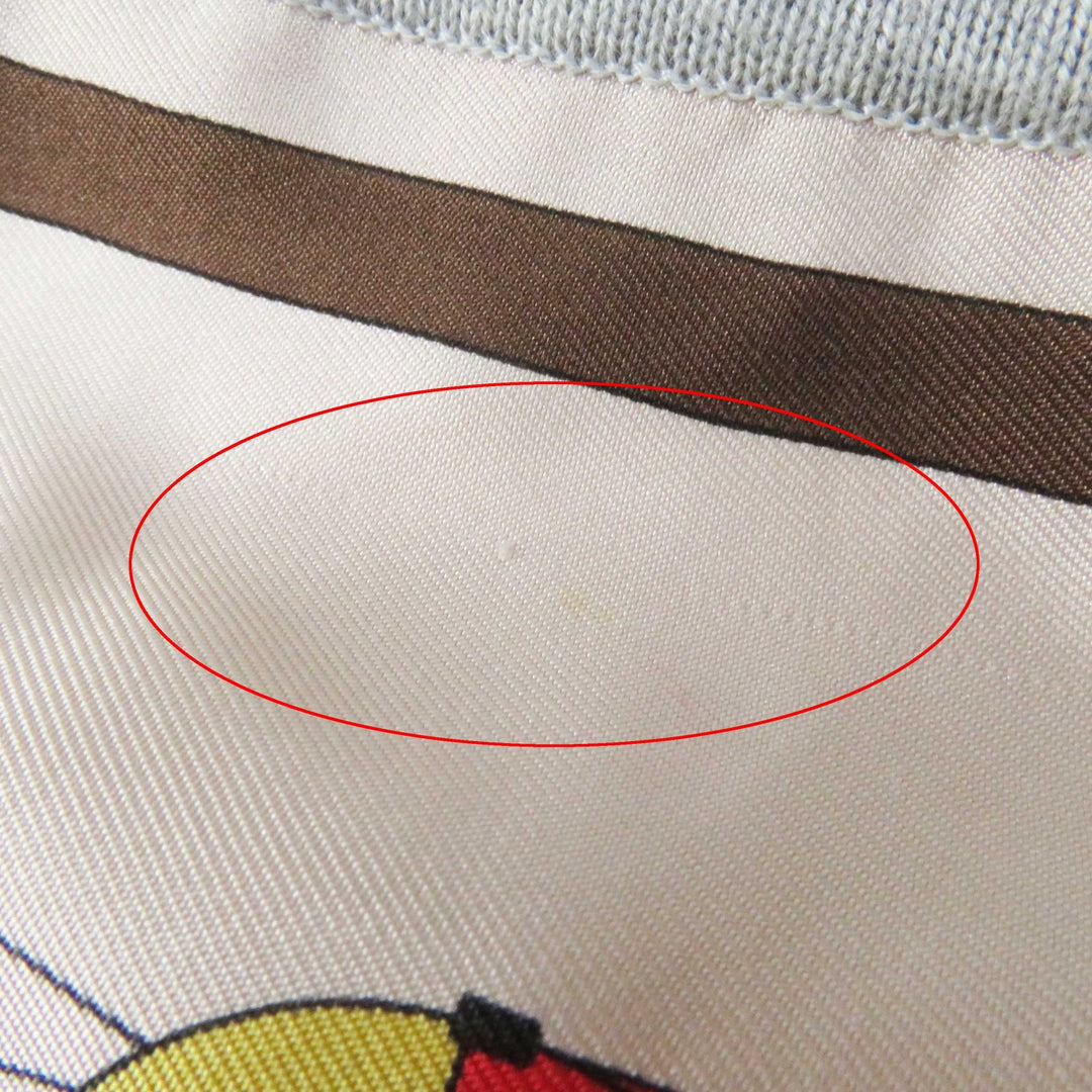 Great HERMES T-shirt ECHEC AU ROI Checkmate twill laine Gray multi silk Women 34