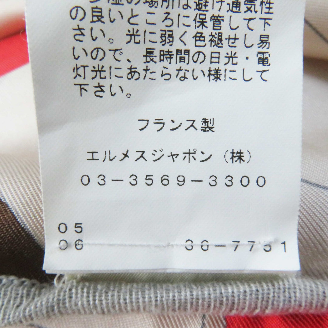 Great HERMES T-shirt ECHEC AU ROI Checkmate twill laine Gray multi silk Women 34