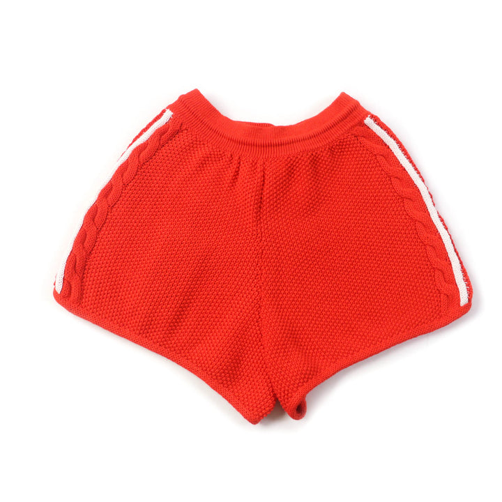 Pristine GUCCI×adidas Shorts Trefoil embroidered knit Orange linen M 693835