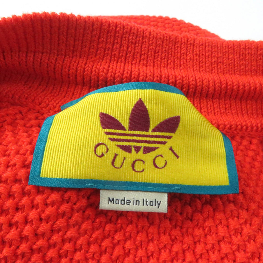 Pristine GUCCI×adidas Shorts Trefoil embroidered knit Orange linen M 693835