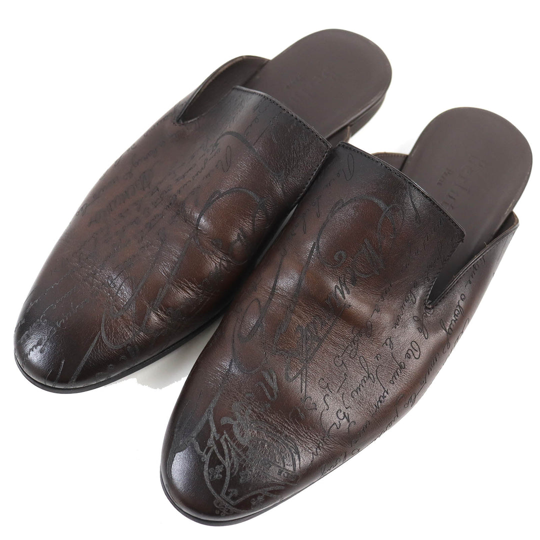 Great Berluti Sandals Cyrus Oman Calligraphy Leather Shoes Sandals leather 8