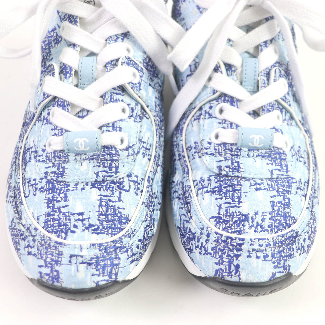 Great CHANEL Low cut sneakers COCO Mark Fabric 24P blue Women 36 G45585