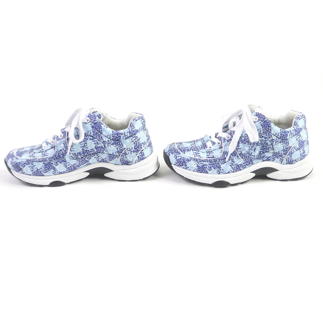 Great CHANEL Low cut sneakers COCO Mark Fabric 24P blue Women 36 G45585