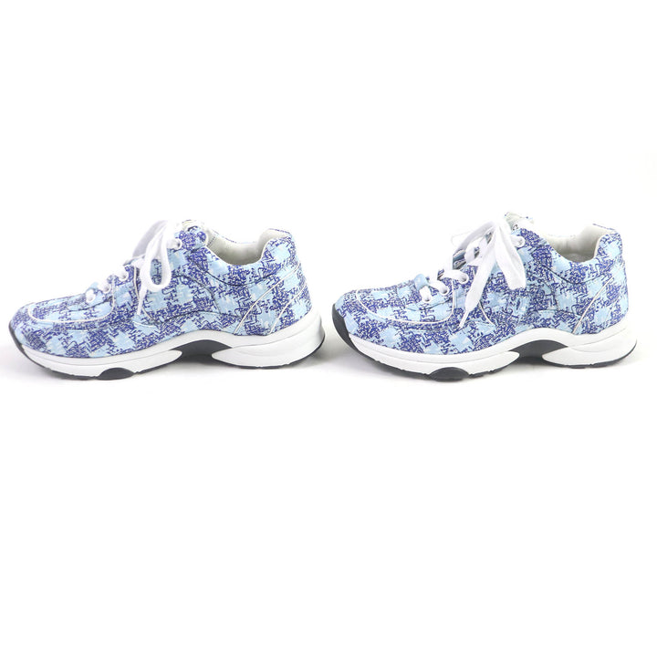 Great CHANEL Low cut sneakers COCO Mark Fabric 24P blue Women 36 G45585