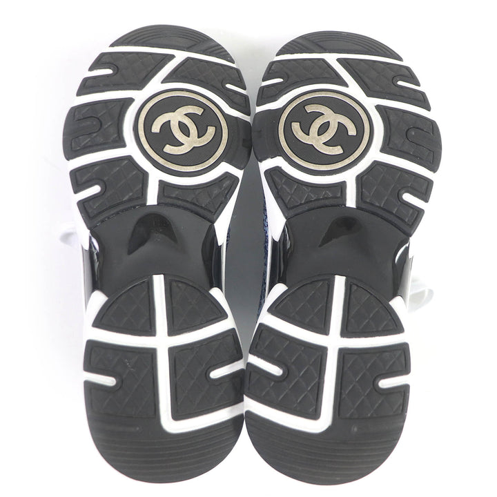 Great CHANEL Low cut sneakers COCO Mark Fabric 24P blue Women 36 G45585