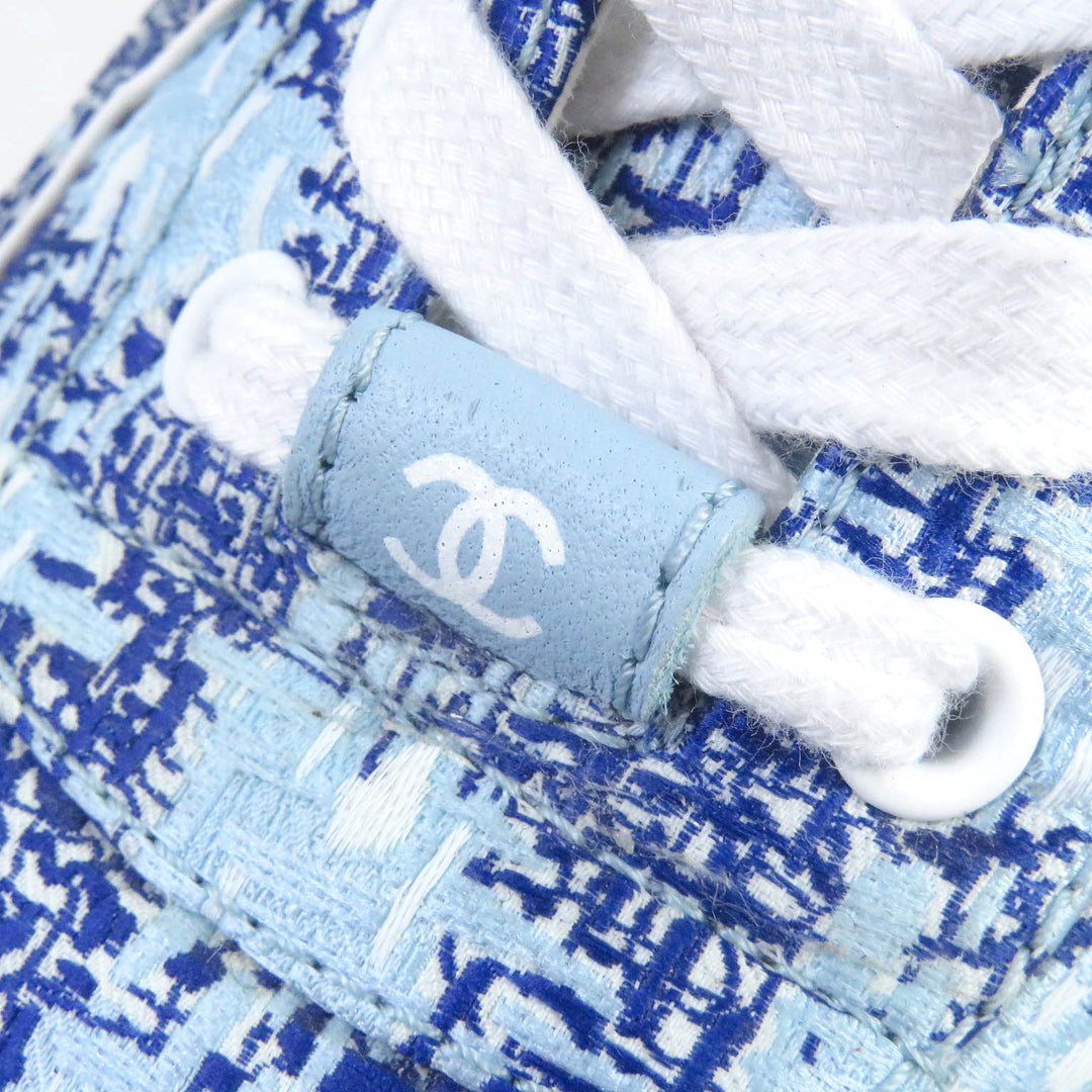 Great CHANEL Low cut sneakers COCO Mark Fabric 24P blue Women 36 G45585