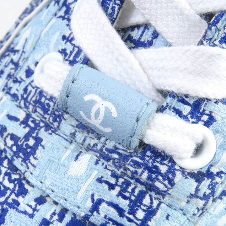 Great CHANEL Low cut sneakers COCO Mark Fabric 24P blue Women 36 G45585