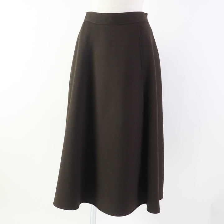 Excellent FOXEY NEW YORK Long skirt TRAMONTO Flare Dark brown polyester 40 43095