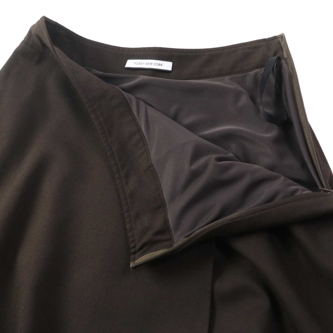 Excellent FOXEY NEW YORK Long skirt TRAMONTO Flare Dark brown polyester 40 43095