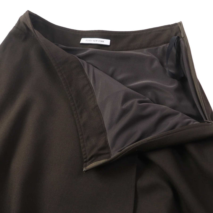 Excellent FOXEY NEW YORK Long skirt TRAMONTO Flare Dark brown polyester 40 43095