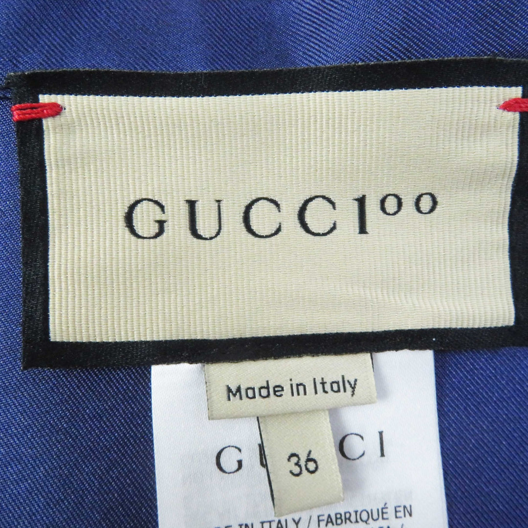 Great GUCCI Wrap skirt Logo Long Navy red silk Women 36 676553