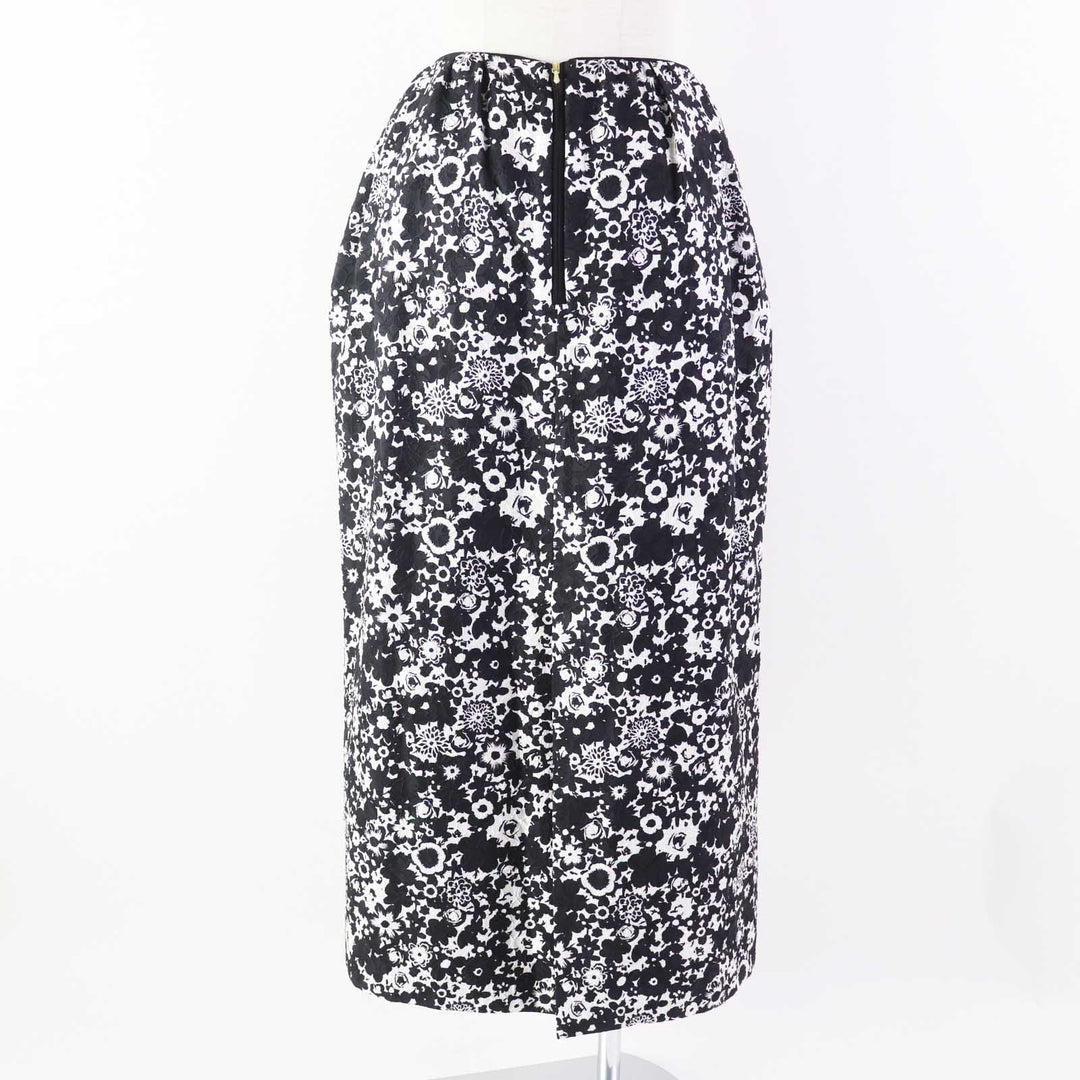 Excellent DRAWER Long skirt Floral Jacquard black wool Women 36 6524-299-1667
