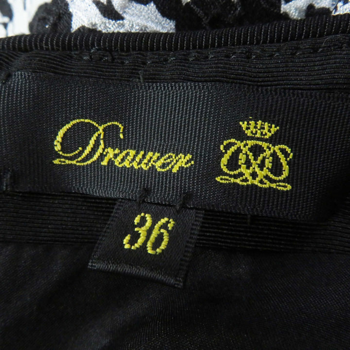 Excellent DRAWER Long skirt Floral Jacquard black wool Women 36 6524-299-1667
