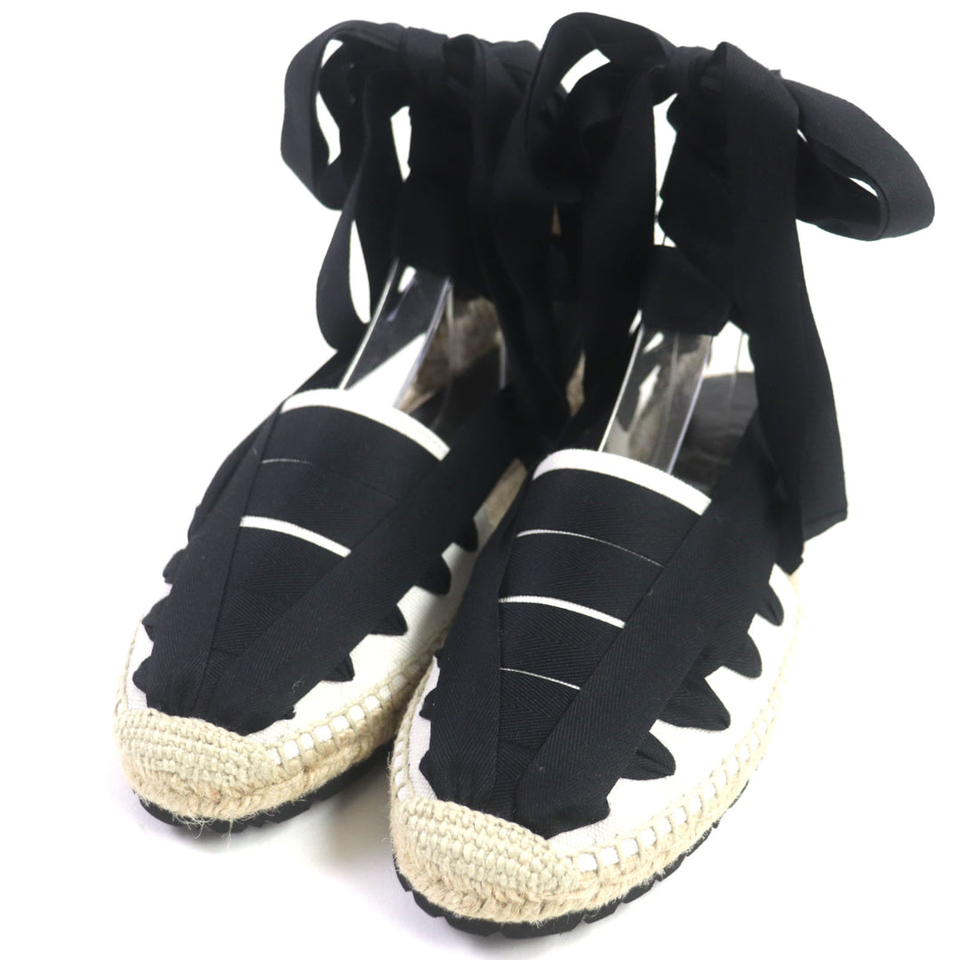 Discounted Pristine LOEWE Sandals Espadrille Lace-up shoes Black beige mens 42 731911