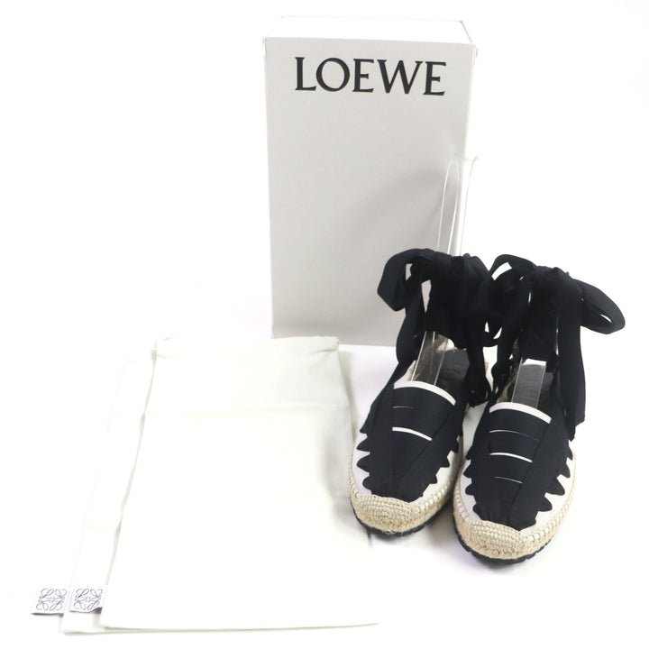 Pristine LOEWE Sandals Espadrille Lace-up shoes Black beige mens 42 731911