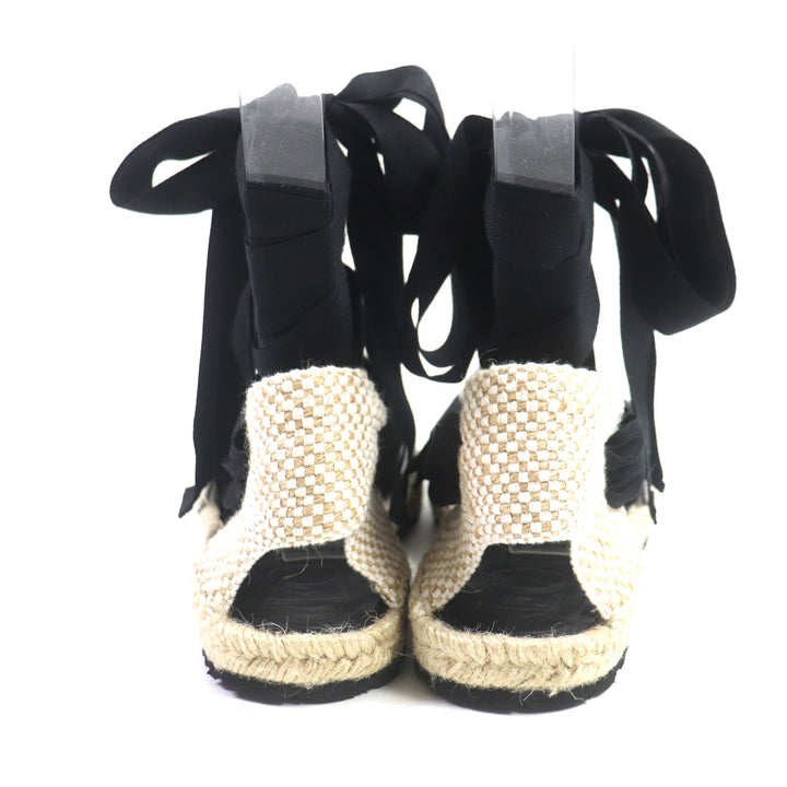 Pristine LOEWE Sandals Espadrille Lace-up shoes Black beige mens 42 731911