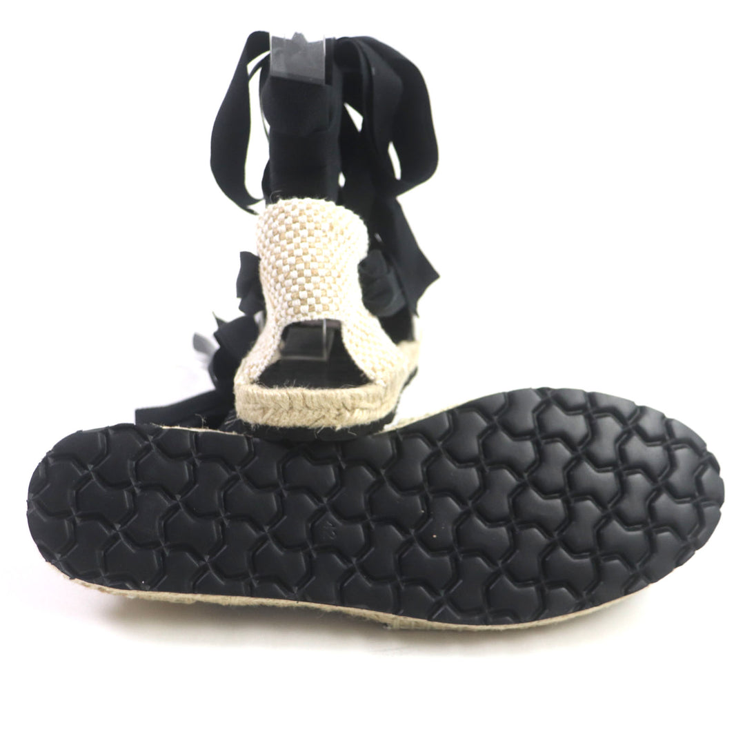 Pristine LOEWE Sandals Espadrille Lace-up shoes Black beige mens 42 731911